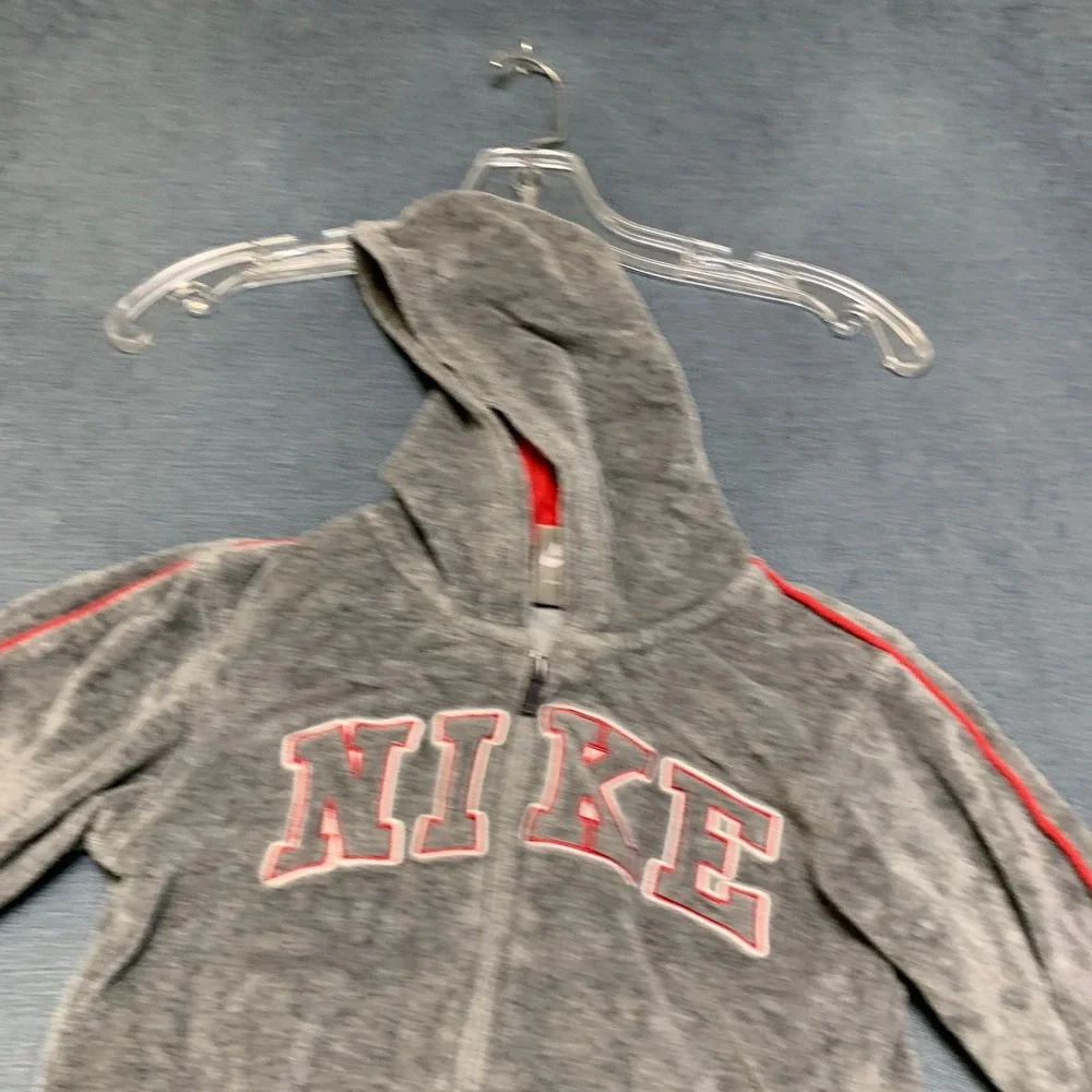 Nike Hoodie Toddlers 4T Gray Spellout Logo Kangaroo Pockets Full Zip Long Sleeve